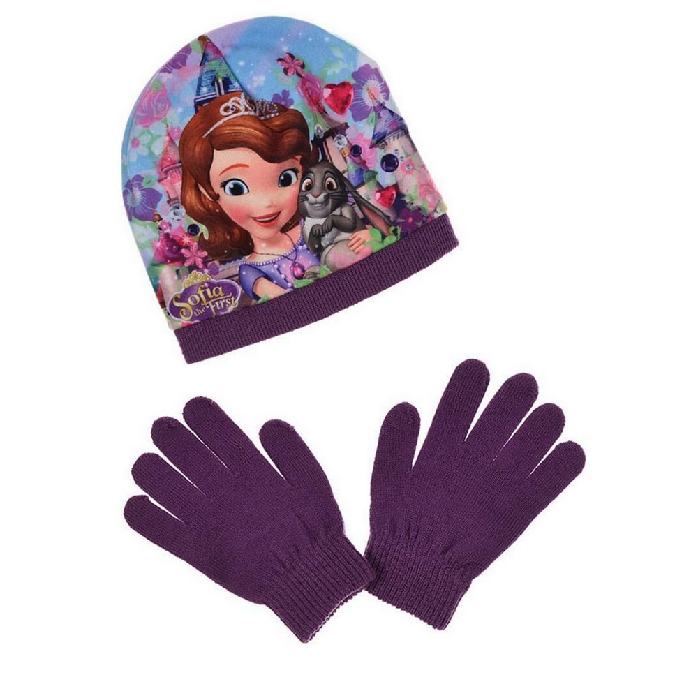 Bonnet et gants enfant fille Princesses Disney Rose et Violet de 3 à 8ans 