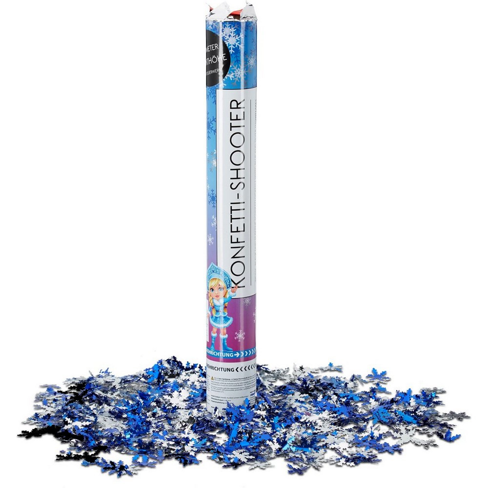 Lanceur de confettis flocon 40cm canon cotillon Bleu - Articles de