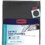 LOT DE 2 TAIES D'OREILLER DODO - ANTHRACITE - 50X70 cm