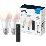 Pack de découverte WiZ 2 ampoules connectées couleur E27 60W + Télécommande nomade variateur de lumiere