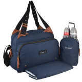 Baby on board-sac a langer -sac titou bleu denim - 2 compartiments 8 poches - sac repas - tapis a langer sac linge sale attaches pou