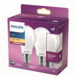Philips ampoule LED Equivalent100W E27 Blanc chaud non dimmable, verre, lot de 2
