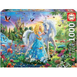 Puzzle Fantastique 1000 pieces - EDUCA - La Princesse Et La Licorne - Bleu - A partir de 12 ans - Enfant