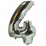 Ballon helium XXL 80 cm chiffre 4 argent gris numero anniversaire