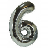 Ballon helium XXL 80 cm chiffre 6 argent gris numero anniversaire