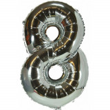 Ballon helium XXL 80 cm chiffre 8 argent gris numero anniversaire