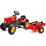 Tracteur a pédales Supercharger rouge avec capot ouvrant et remorque - FALK - Pour enfants de 2 a 5 ans