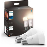 Philips Hue White, ampoule LED connectée E27, Equivalent 75W, 1100 lumen, Compatible Bluetooth, Pack de 2