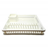 Egouttoir a vaisselle blanc 47.5 x 38 x 8 cm avec bac en plastique