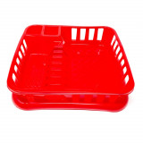 Egouttoir a vaisselle rouge 37 x 35  x 9 cm avec bac en plastique 