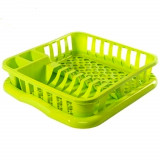 Egouttoir a vaisselle vert 37 x 35  x 9 cm avec bac en plastique 