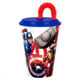 Gobelet avec paille Avengers enfant verre en plastique reutilisable 
