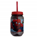 Gourde avec paille Spiderman verre plastique Disney