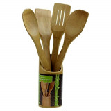 5 spatule en bambou bois cuillere ustensile cuisine pot