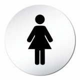 Plaque de toilette femme signalétique acier rond