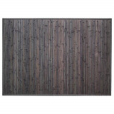Tapis en bambou 70 x 45 cm Gris Naturel rectangle antiderapant Salle de bain