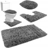 Ensemble de tapis de salle de bain et toilette gris WC