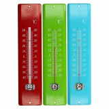 Thermometre en acier analogique 29,5x7cm mesure temperature exterieur 