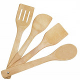 4 spatule en bambou bois cuillere ustensile cuisine 