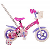 Vélo Minnie Mouse 10 pouces avec canne parentale enfant 