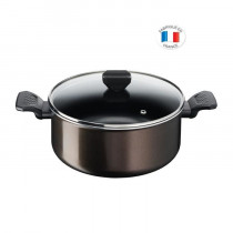 TEFAL B5544602 Easy Cook&Clean Faitout 24cm (4,7L) + couv, Antiadhésif, Thermo-Signal, Tous feux sauf induction, Fabriqué en France