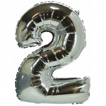 Ballon helium XXL 80 cm chiffre 2 argent gris numero anniversaire