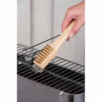 Brosse barbecue poignée en bois poils en acier inoxydable