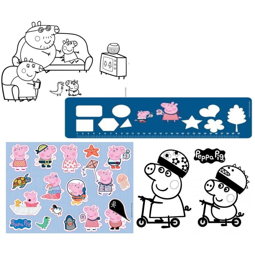 Cahier De Dessin Peppa Pig Livre De Coloriage Stickers Regle Pochoir Disney Coloriage Loulomax