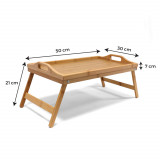 Plateau de lit en bois bambou table laque 50x30x21cm