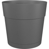 Pot a fleurs et plantes rond CAPRI LARGE - Plastique - Réservoir d'eau - diametre 35 cm - Anthracite - ARTEVASI
