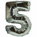 Ballon helium XXL 80 cm chiffre 5 argent gris numero anniversaire