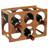 Casier 6 bouteille en bambou bois range vin etagere rangement