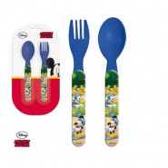 Couvert, cuillere et fourchette Mickey Mouse Bleu  réutilisable