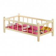 Grand lit à barreau en bois pour poupée jouet enfant 