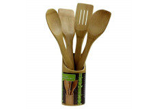 5 spatule en bambou bois cuillere ustensile cuisine pot